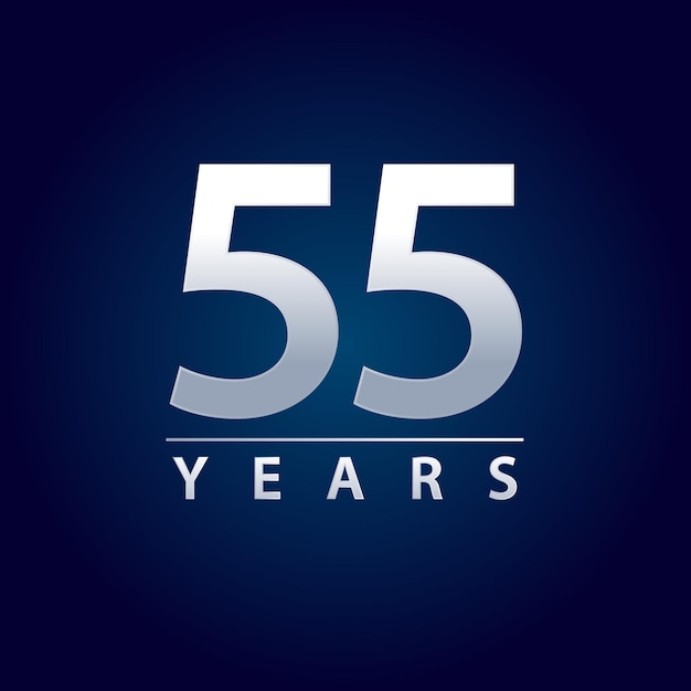 55 years blue and silver gradient for celebration events anniversary