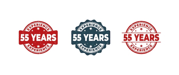 Vector 55 years experience sign or stamp grunge rubber on white background