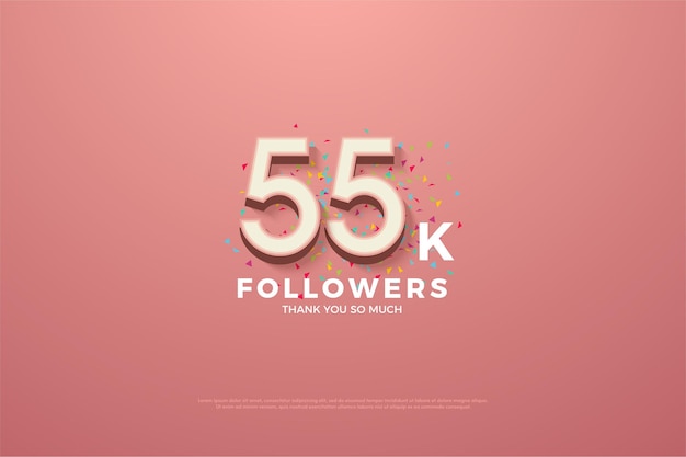 55k followers with colorful number and doodles