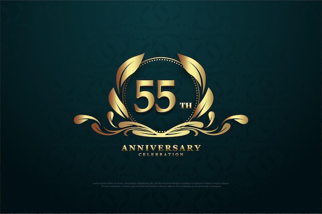 55th anniversary background with charming symbols