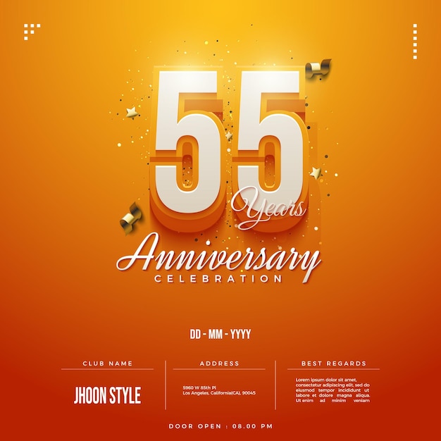 55th anniversary celebration in shiny orange.