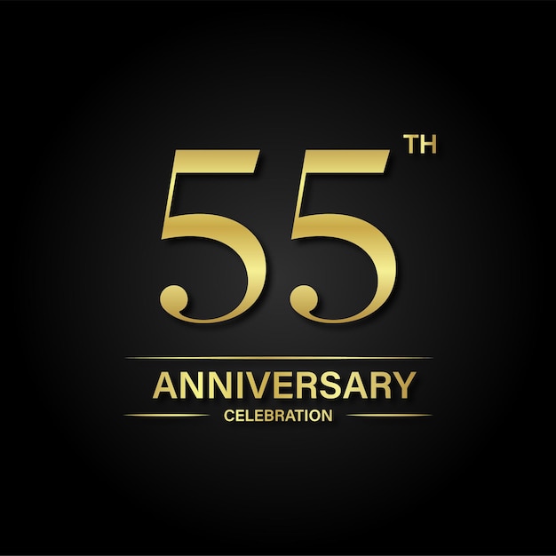 55th anniversary celebration with gold color and black background