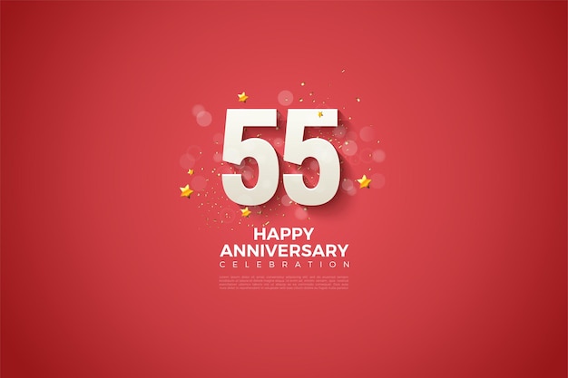 55th anniversary on red background and 3d numbers