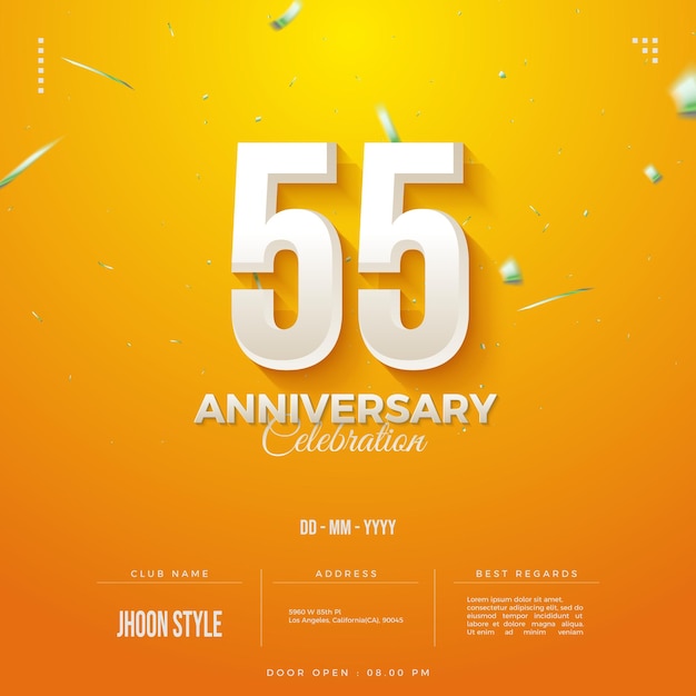 55th anniversary on shiny yellow background