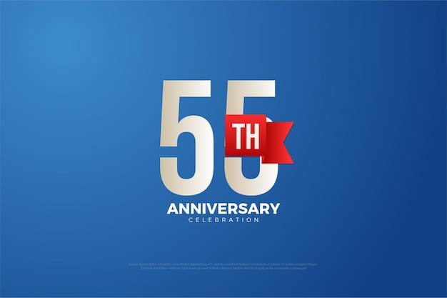 55 ° anniversario con un design numerico piatto