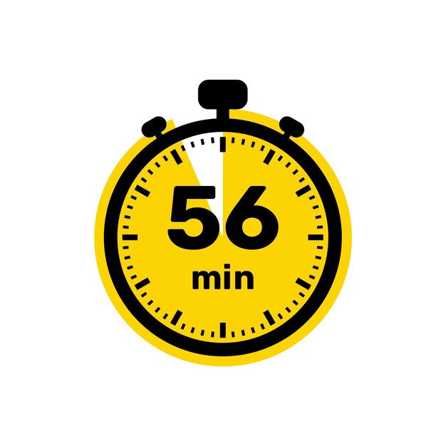 Vector 56 minutes analog clock icon white background design