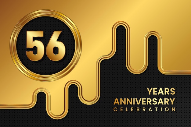 56 Year Anniversary celebration template design Golden Anniversary vector illustration