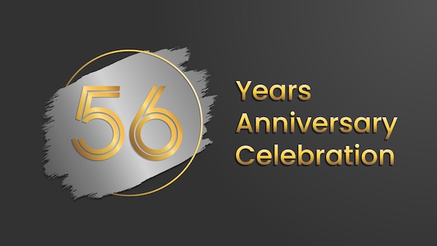 56 year anniversary celebration template design with golden color Vector template