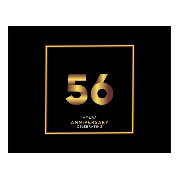 56 Year Anniversary With Gold Color Square