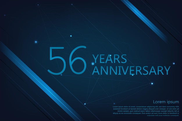 Vector 56 years anniversary geometric banner. poster template for celebrating anniversary event party.