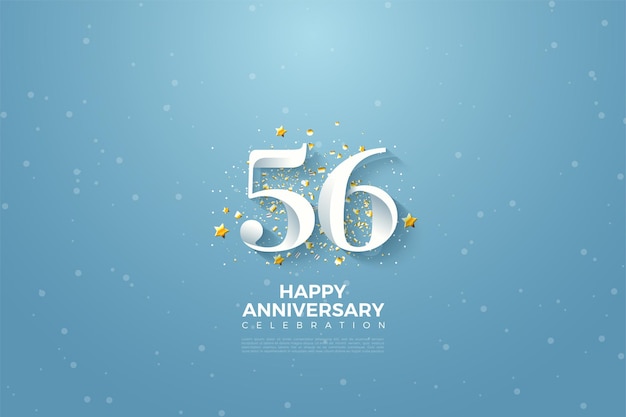 56e verjaardag met nummers op hemelsblauwe achtergrond