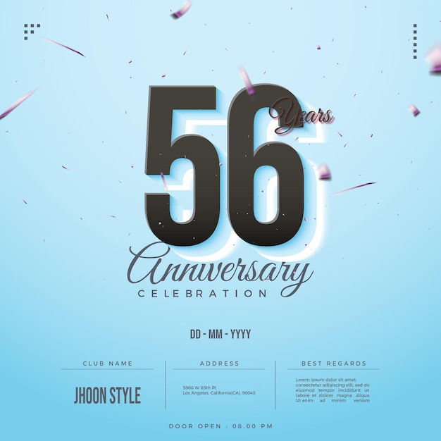 56e verjaardag met zachte achtergrondkleuren