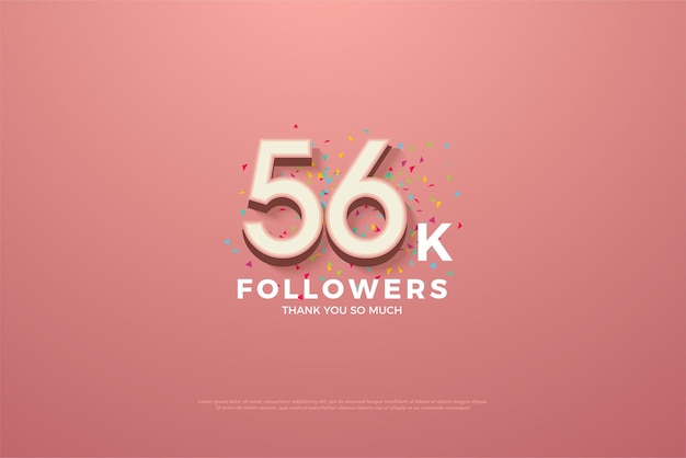 56k followers banner with festive celebration paper sprinkles