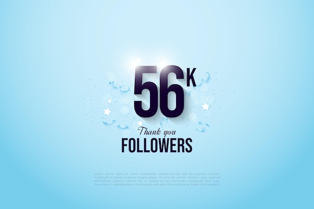 Vector 56k followers with beautiful golden ribbon decoration