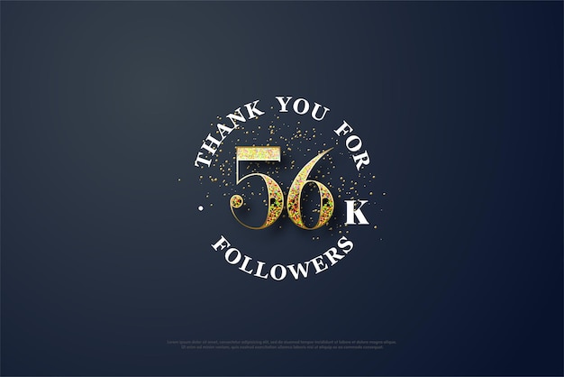 Vettore 56k follower con numeri celebrativi avvolti in fantasiosi glitter