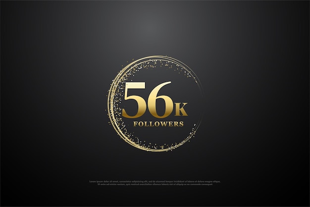 Vector 56k followers with elegant and festive golden glitter frame