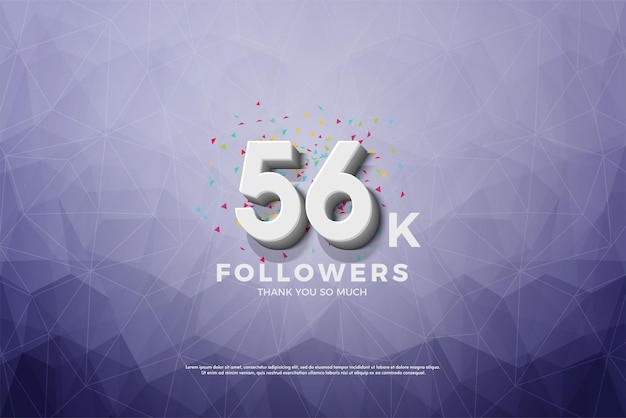 Vector 56k followers with modern and beautiful textured background