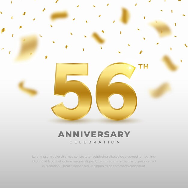 56th anniversary celebration with gold glitter color and white background