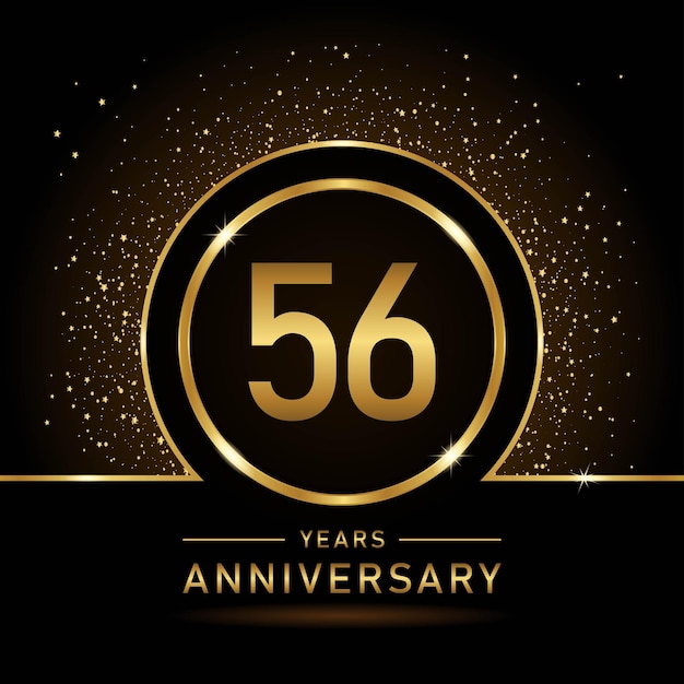 Premium Vector | 56th anniversary gold color template design for