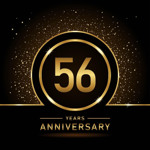 56th Anniversary Gold color template design for birthday event Vector Template