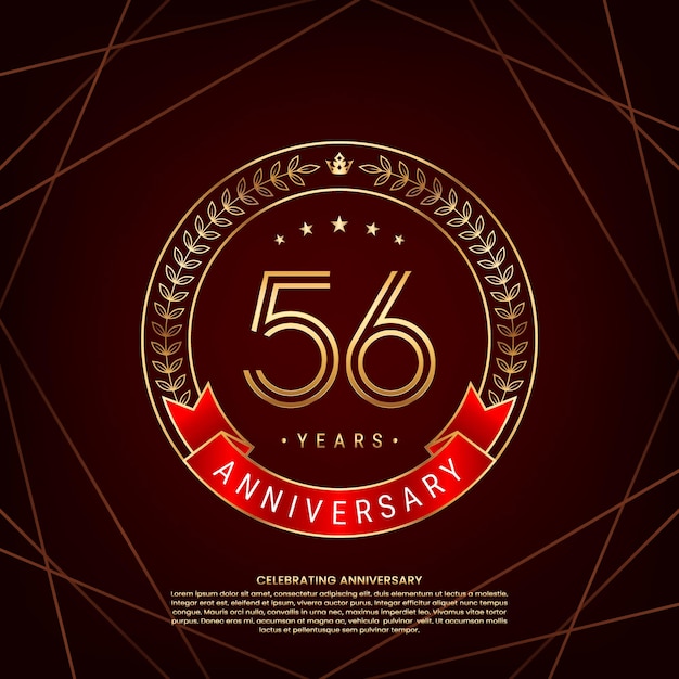 황금 월계관과 이중 선 번호가 있는 56주년 로고