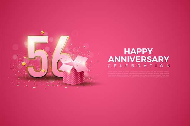 56° anniversario con illustrazione della figura e confezione regalo