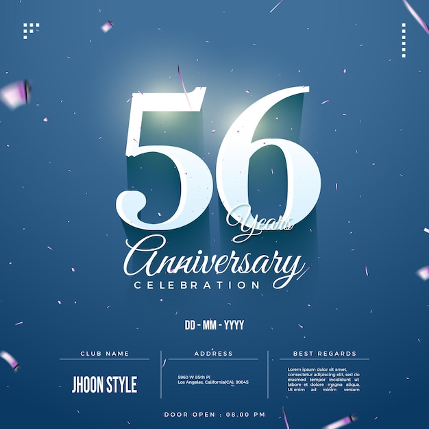 56th anniversary with floating numbers illustration