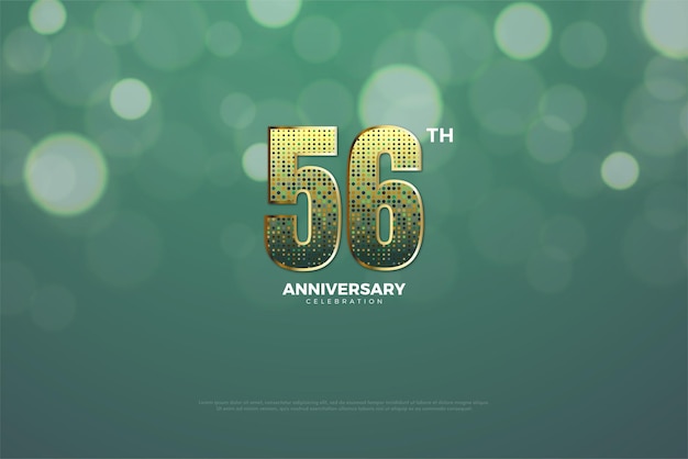 56° anniversario con illustrazione glitter sotto forma di numeri.