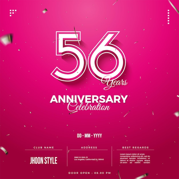 56th anniversary with unique number concept