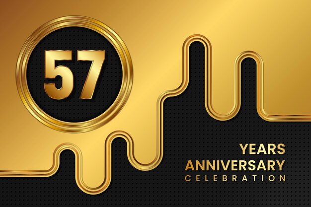 57 Year Anniversary celebration template design Golden Anniversary vector illustration