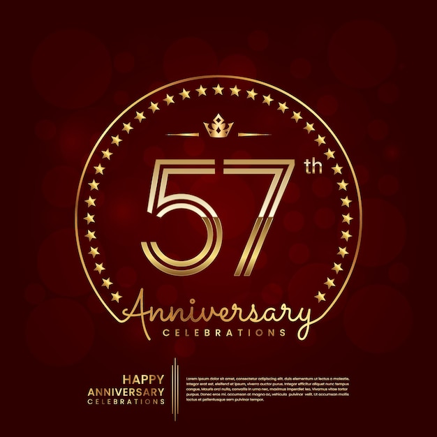 57 year anniversary logo in golden color