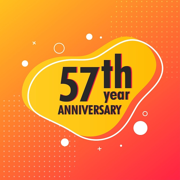 57 Year Anniversary Vector Template Design Illustration. modern lettering yellow background vector