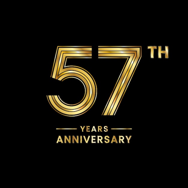 57 years anniversary logo design with golden number for anniversary celebration event Logo Vector