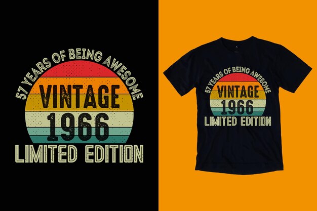 Vector 57 years being awesome vintage birthday t shirt design