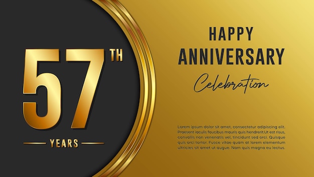 57e jaar jubileum sjabloonontwerp met gouden textuur Gouden getal vector