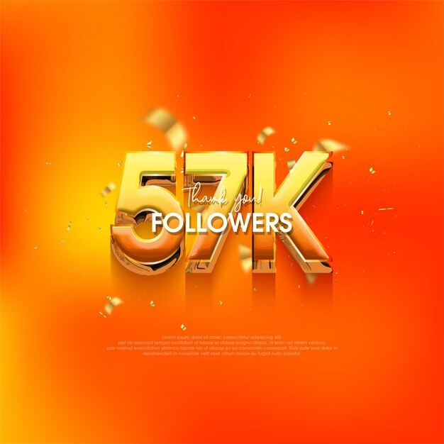 57k followers speech background with a bright and fresh orange color