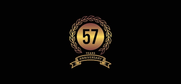 57st anniversary logo with gold and black background