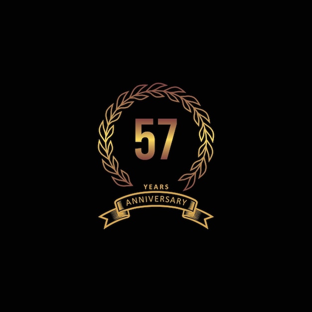 57st anniversary logo with gold and black background