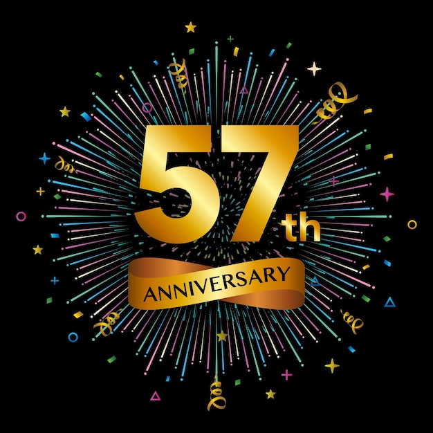 57th anniversary celebration logotype Golden anniversary celebration template design Vector illustrations