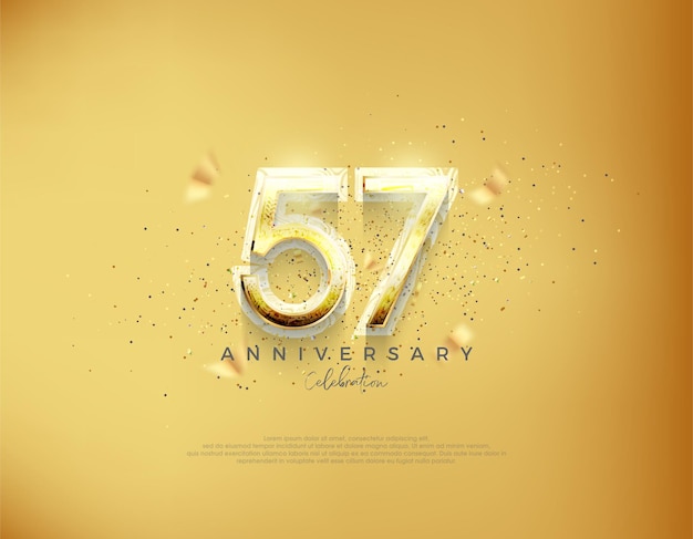 57th anniversary number Luxury gold background vector Premium vector for poster banner celebration greeting