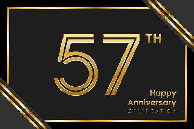 Vector 57th anniversary template design golden color birthday template line art design vector template