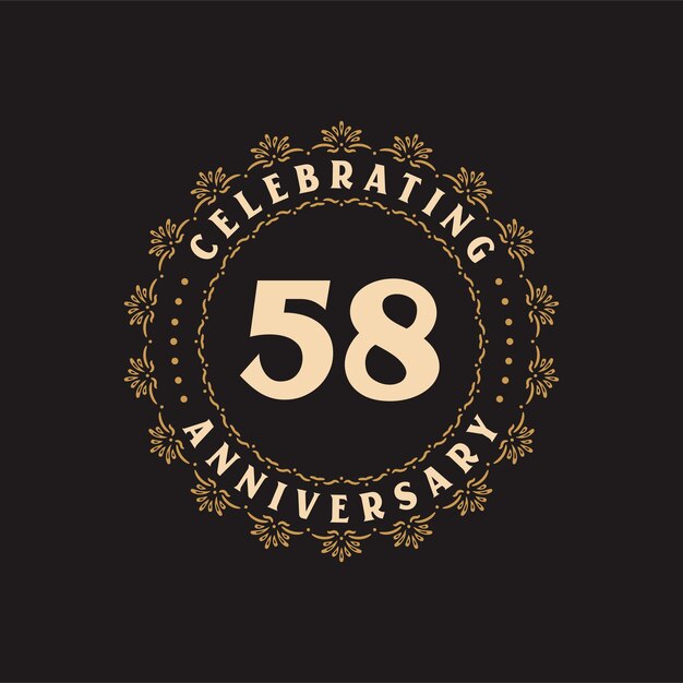 Vector 58 anniversary celebration greetings card for 58 years anniversary