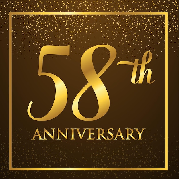 58 jaar jubileum logo sjabloon op gouden kleur. het vieren van gouden nummers ontwerpelementen