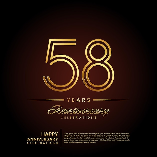 58 year anniversary template design in golden color