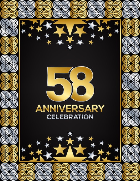 58 Years Anniversary Day Luxury Gold Or Silver Color Mixed Design Company Or Wedding Used