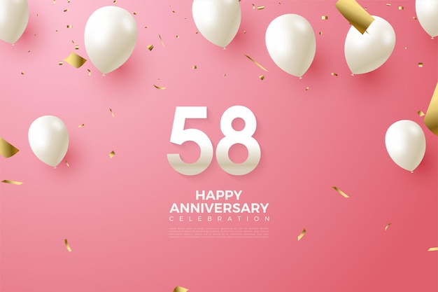 58e verjaardag met cijfers en ballonnen