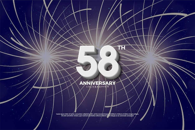 58th anniversary celebration with fireworks illustration.