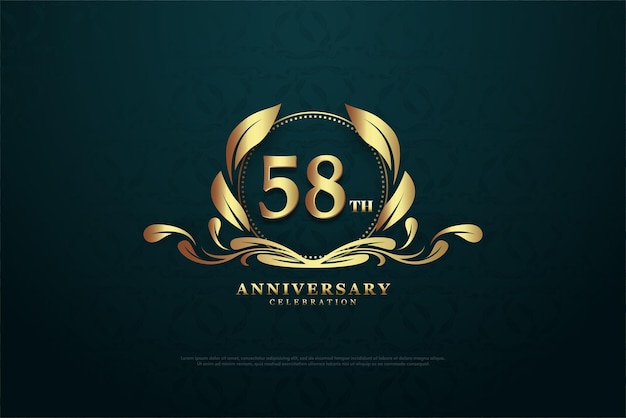 Premium Vector | 58th anniversary celebration with gold leaf ...