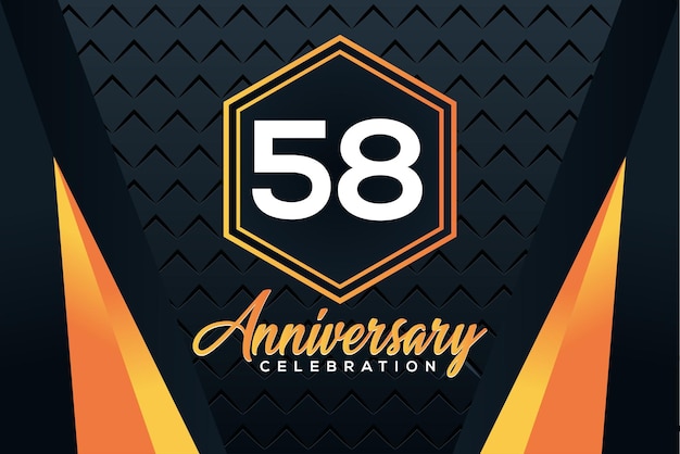 Vector 58th anniversary logo with orange color numbers with white number vector design