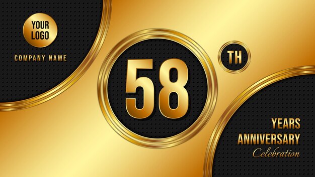 58th Anniversary template design Golden Anniversary Vector Template